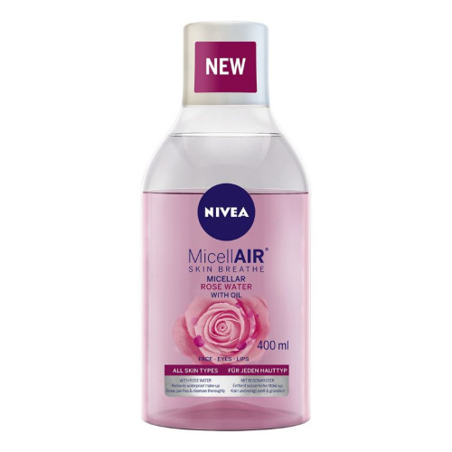 Nivea Micellair Expert Двуфазна мицеларна вода за отстраняване на водоустойчив грим с розово масло 400 мл