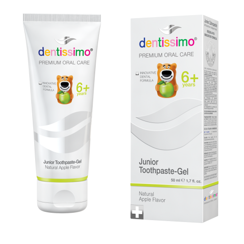Dentissimo Junior Детска паста за зъби с вкус на ябълка 6г+ 50 мл