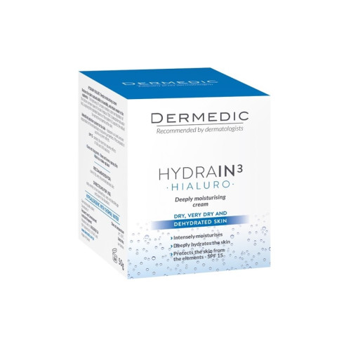 Dermedic Hydrain3 Hialuro Дневен дълбоко хидратиращ крем за лице със SPF15 50 гр
