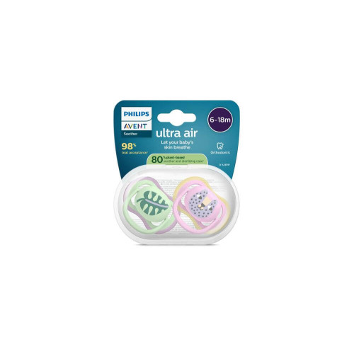 Avent Ultra Air Ортодонтична залъгалка котка 6-18М x 2 броя