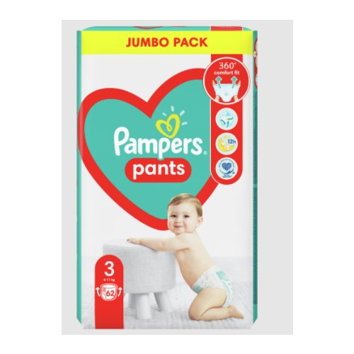 Пелени-гащички Pampers Pants Размер 3 Jumbo Pack 62 бр Procter & Gamble