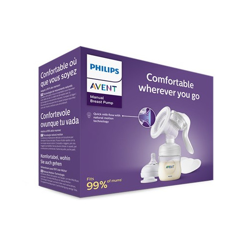 Philips Avent Ръчна помпа за кърма Natural Motion +  Avent Бутилка с биберон Natural 125 мл Комплект