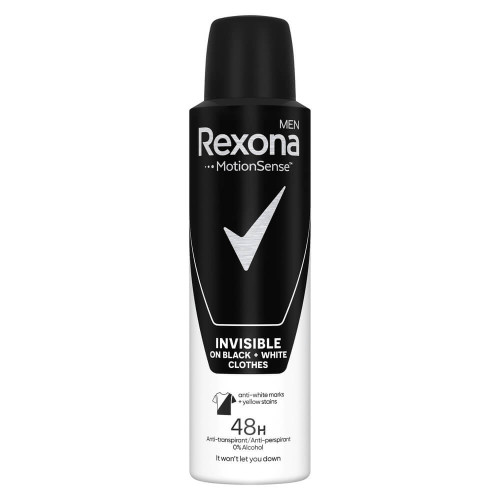 Rexona Men Invisible on Black + White Clothes Дезодорант против изпотяване за мъже 150 мл