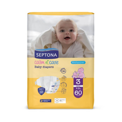 Septona Calm N'Care Пелени за бебета Midi №3 4-9 кг 60 бр