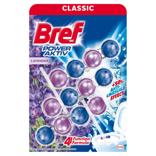 Bref WC Power Active Lavender Ароматизатор за тоалетна лавандула 3 х 50 гр