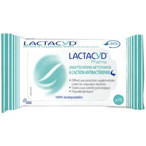 Lactacyd Почистващи антибактериални интимни мокри кърпички x15 бр
