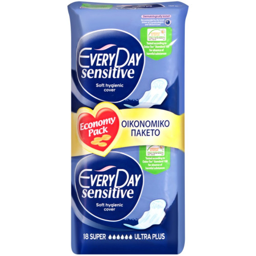 Everyday Sensitive  Super Ultra Plus Дамски превръзки с крилца 18 бр