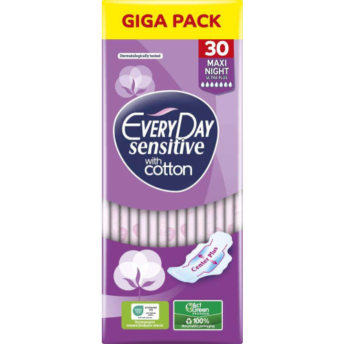 Everyday Sensitive Maxi Night Ultra Plus Дамски превръзки с крилца х 30 броя
