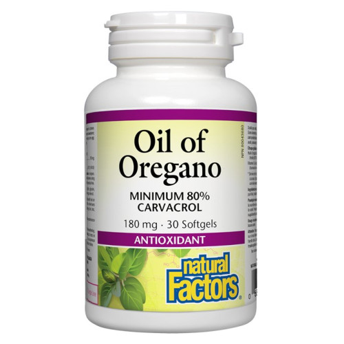 Natural Factors Oil of Oregano натурално масло от риган антиоксидант с антимикробен ефект 180 мг х 30 капсули