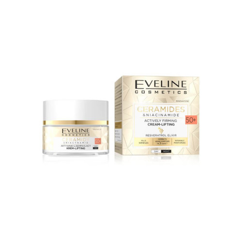 Evelin Ceramides & Niacinamide Стягащ лифтинг нощен и дневен крем за лице 50+ 50 мл