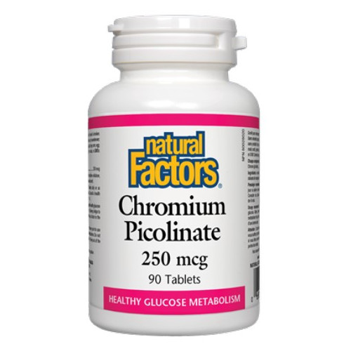 Natural Factors Chromium Picolinate За балансирани нива на кръвната захар 250 мкг 90 таблетки