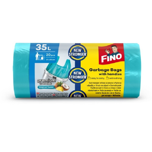 Fino Smart Handles Color Цветни торби за смет с дръжки, аромат кокос 35 л, 20 бр