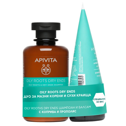 Apivita Holistic Hair Care Шампоан за коса за мазен скалп и сухи краища 250 мл + Apivita Holistic Hair Care Балсам за коса за мазен скалп и сухи краища 150 мл Комплект