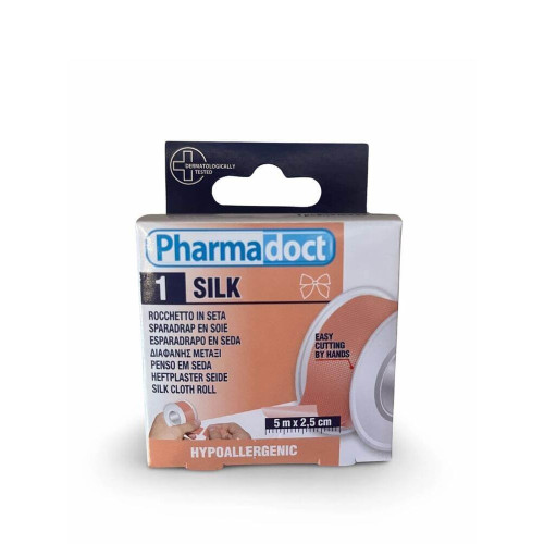 Pharmadoct Silk Хипоалергенен копринен лейкопласт 5 м х 2,5 см 