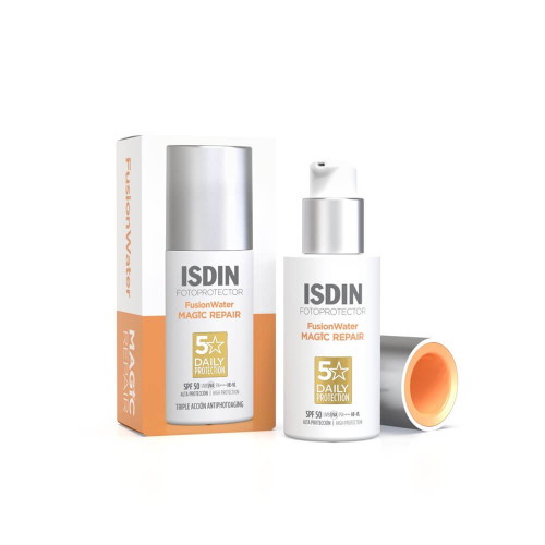 ISDIN Fusion Water Magic Repair Слънцезащитен крем за лице с тройна защита против стареене SPF50 50 мл