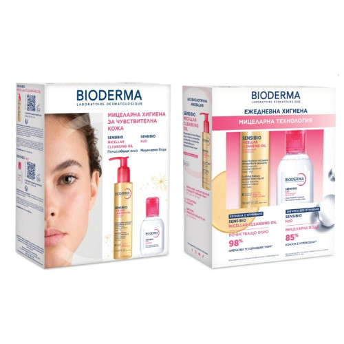 Bioderma Sensibio Мицеларно почистващо олио 150 мл + Sensibio H2O Мицеларна вода за чувствителна кожа 100 мл Комплект