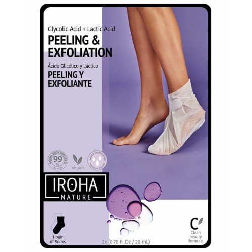 Iroha Nature Ексфолираща маска за крака с АНА и лавандула (чорапи) 1 чифт