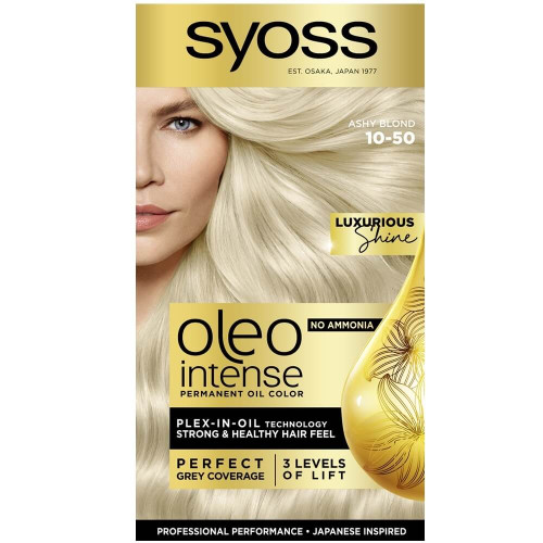 Syoss Oleo Intense Дълготрайна безамонячна крем боя за коса 10-50 Пепелно рус 