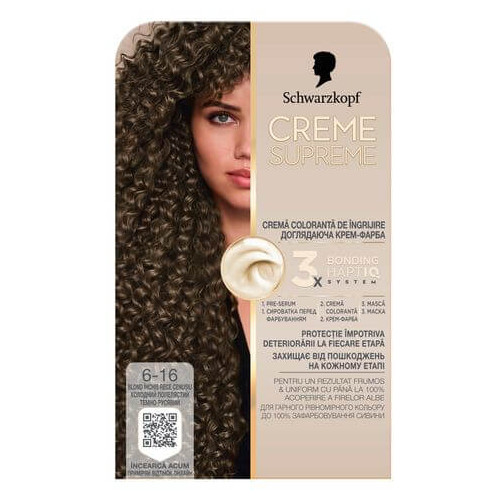 Schwarzkopf Creme Supreme Боя за коса 6-16 Хладно пепеляво тъмно русо 182 мл