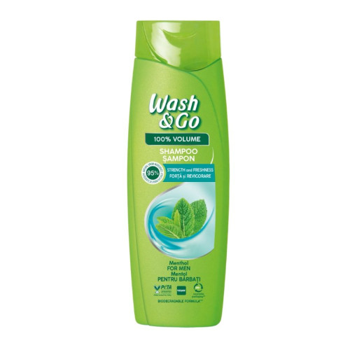 Wash & Go Men Menthol Fresh Мъжки шампоан с ментол за всеки тип коса 400 мл