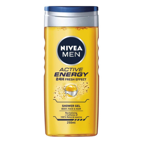 Nivea Men Active Energy Ревитализиращ душ-гел за мъже за тяло, лице и коса 250 мл