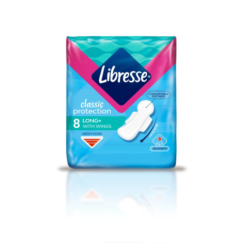 Libresse Classic Protection Long+ Дневни дамски превръзки с крилца 8 бр Essity AB
