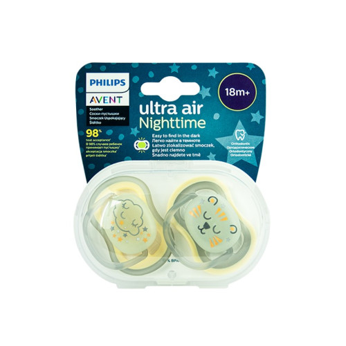 Avent Ultra Air Ортодонтична залъгалка нощна 18М+ 2 бр