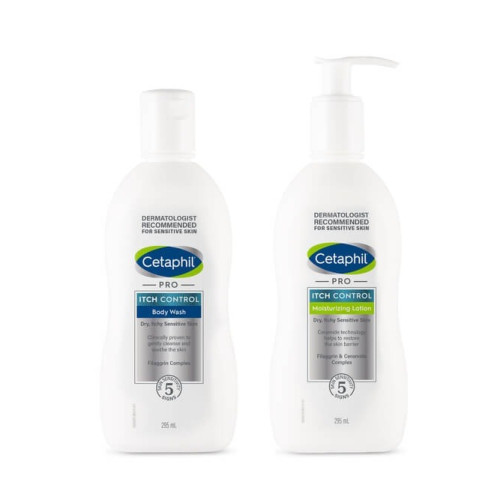 Cetaphil Pro Itch Control Измиваща емулсия за суха, сърбяща и чувствителна кожа 295 мл + Хидратиращ лосион за лице и тяло за суха, сърбяща и чувствителна кожа 295 мл Комплект