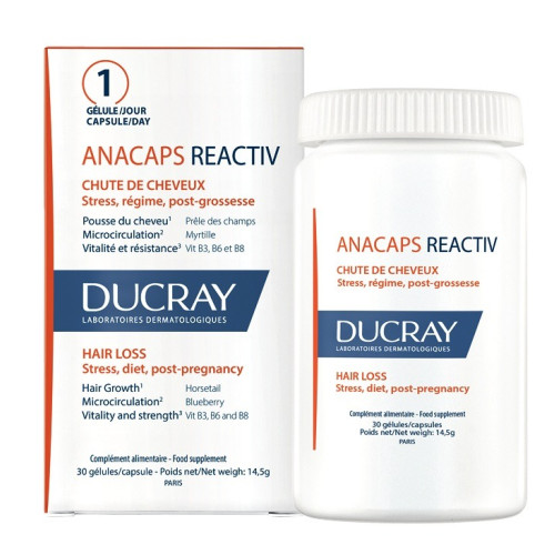 Ducray Anacaps Reactive Хранителна добавка срещу реактивен косопад х 30 капсули