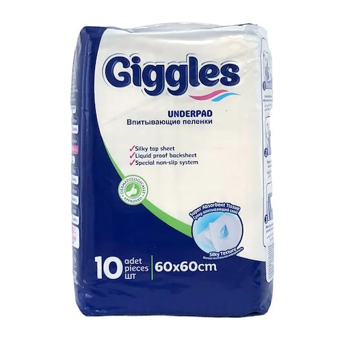 Giggles Underpad Еднократни абсорбиращи чаршафи 60/60 х 10 бр