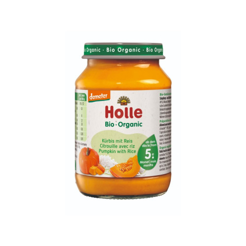 Holle Био пюре тиква с ориз 4М+ 190 гр