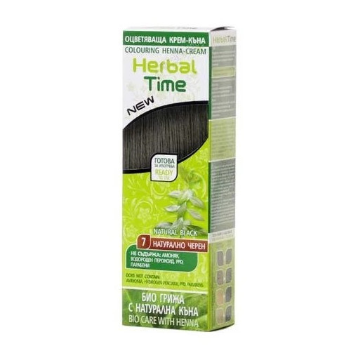 Herbal Time Оцветяваща крем - къна за коса Цвят 07 Натурално черен 75 мл