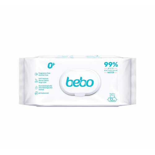 Bebo Влажни кърпички с 99% вода с капак х 72 бр