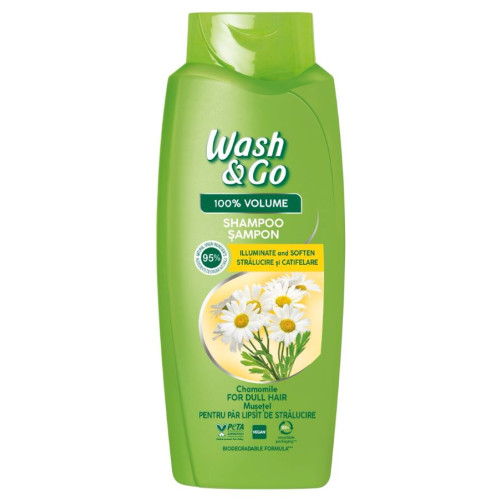 Wash & Go Chamomile Extract Шампоан за коса за блясък и обем с екстракт от лайка 675 мл