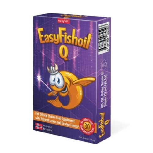 EasyFishoil Q Рибено масло + Холин + В витамини х 30 дъвчащи таблетки