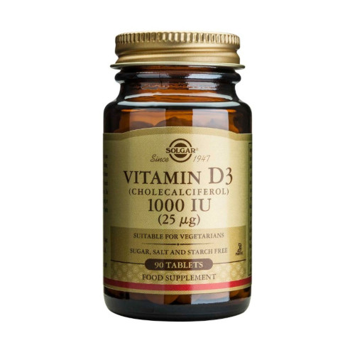 Solgar Vitamin D3 Витамин D3 за здрава костна система 1000IU x 90 таблетки