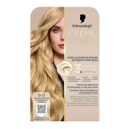 Schwarzkopf Creme Supreme Боя за коса 9-0 Естествено много светло русо 182 мл