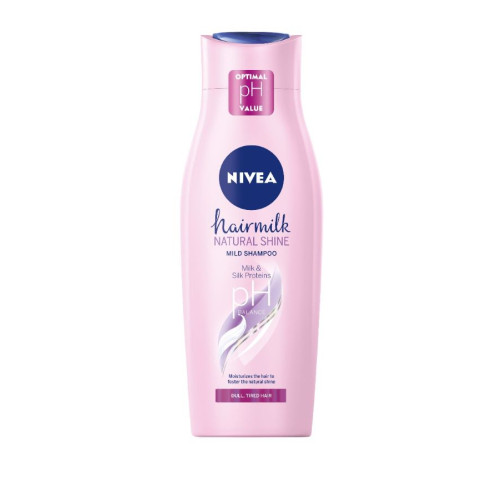 Nivea Hairmilk Natural Shine Подхранващ шампоан за блясък за изтощена коса 400 мл