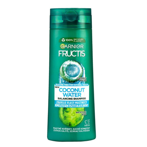 Garnier Fructis Hydra Pure Coconut Water Укрепващ шампоан за коса с кокосова вода за мазни корени и сухи краища 400 мл