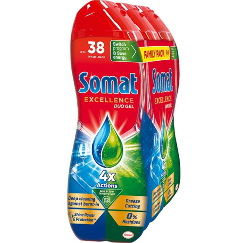 Somat Excellence Duo Гел за съдомиялна 3х684 мл Комплект