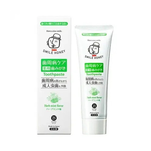 ZEOLA SMILE HONEY HERB MINT Японска паста за зъби с билкови екстракти за защита от кариес, плака и лош дъх  120 г