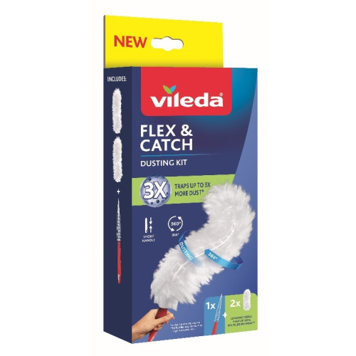 Vileda Flex & Catch Комплект за почистване на прах с къса дръжка х 1 брой