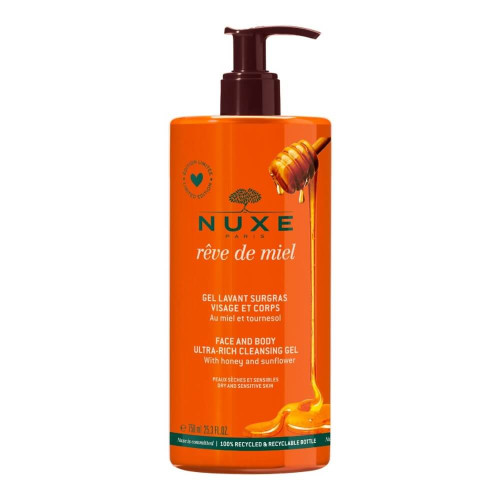 Nuxe Reve de Miel Измиващ гел за лице и тяло за суха и чувствителна кожа 750 мл