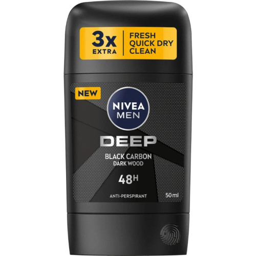Nivea Men Deep Black Carbon Дезодорант стик против изпотяване за мъже 50 мл