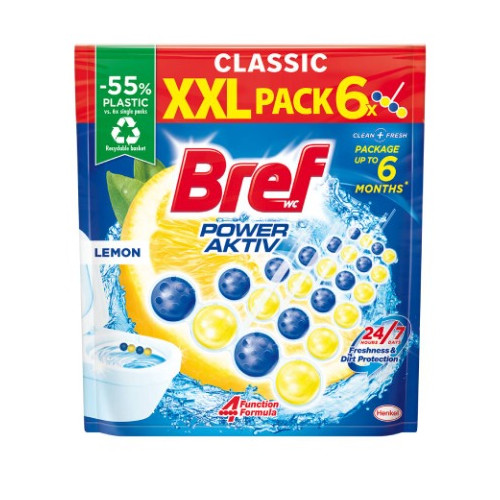 Bref Classic WC Power Active Lemon XXL Ароматизатор за тоалетна лимон 6 х 50 гр