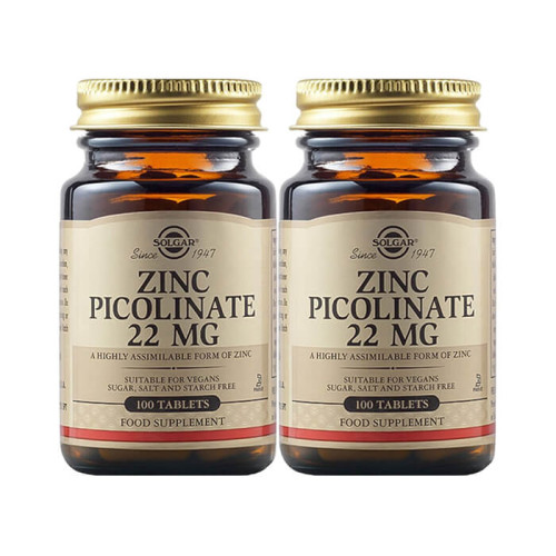 Solgar Zinc Picolinate Цинк пиколинат за имунната система 22 мг х 100 таблетки 1+1 Промо комплект