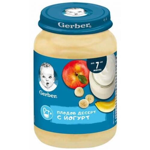 GERBER® Храна за бебета Плодов десерт с йогурт пюре от 7-ия месец бурканче 190 гр