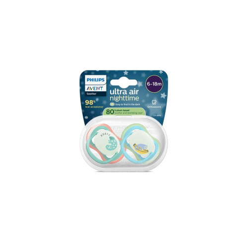 Avent Ultra Air Ортодонтична залъгалка нощна животни момче 6-18М x 2 броя