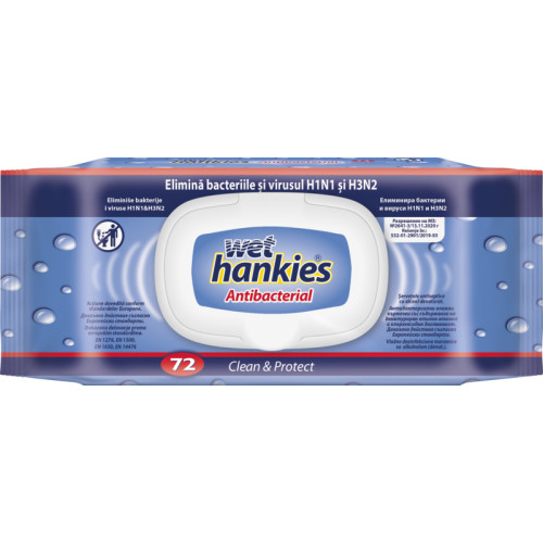 Wet Hankies Антибактериални мокри кърпи х72 бр