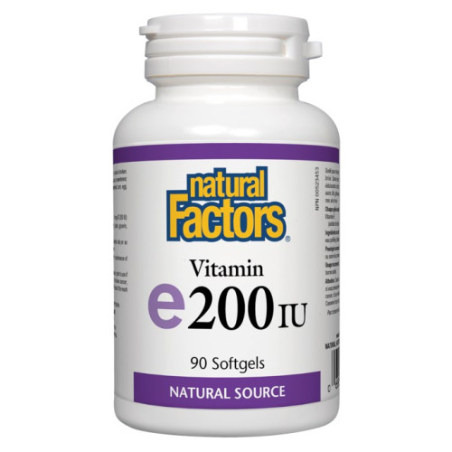 Natural Factors Vitamin E 200 IU d- алфа токоферил – натурална форма 100 мг х 90 софтгел капсули